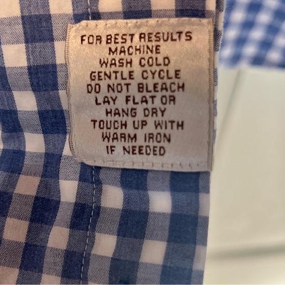 Peter Millar Checkered Blue White Button Up Long Sleeve Dress Shirt Men's Medium - Picture 7 of 10